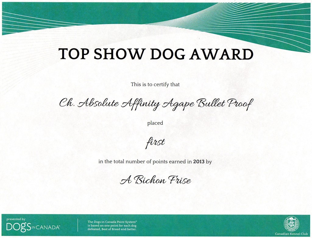 Canada Top Dog Certificate 2014